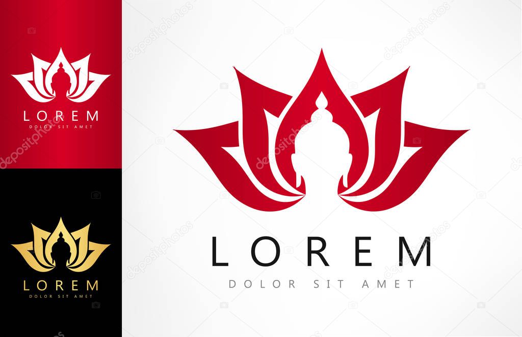 Buddha and lotus flower logo vector design