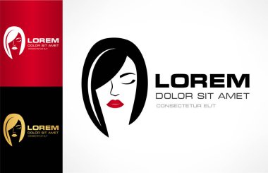 Kadın yüzü ve saç logosu. Güzellik salonu tasarımı.