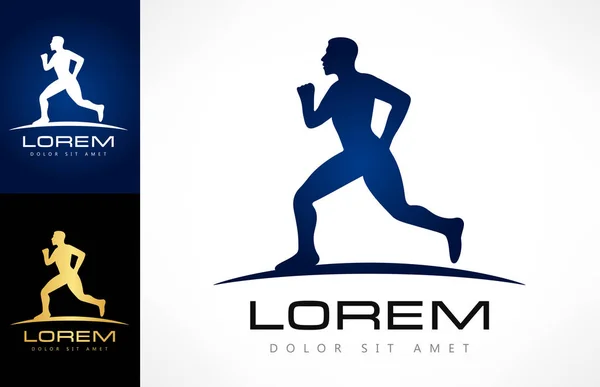 Logo Běžícího Muže Fitness Man Logotype Silueta Běžícího Muže — Stockový vektor