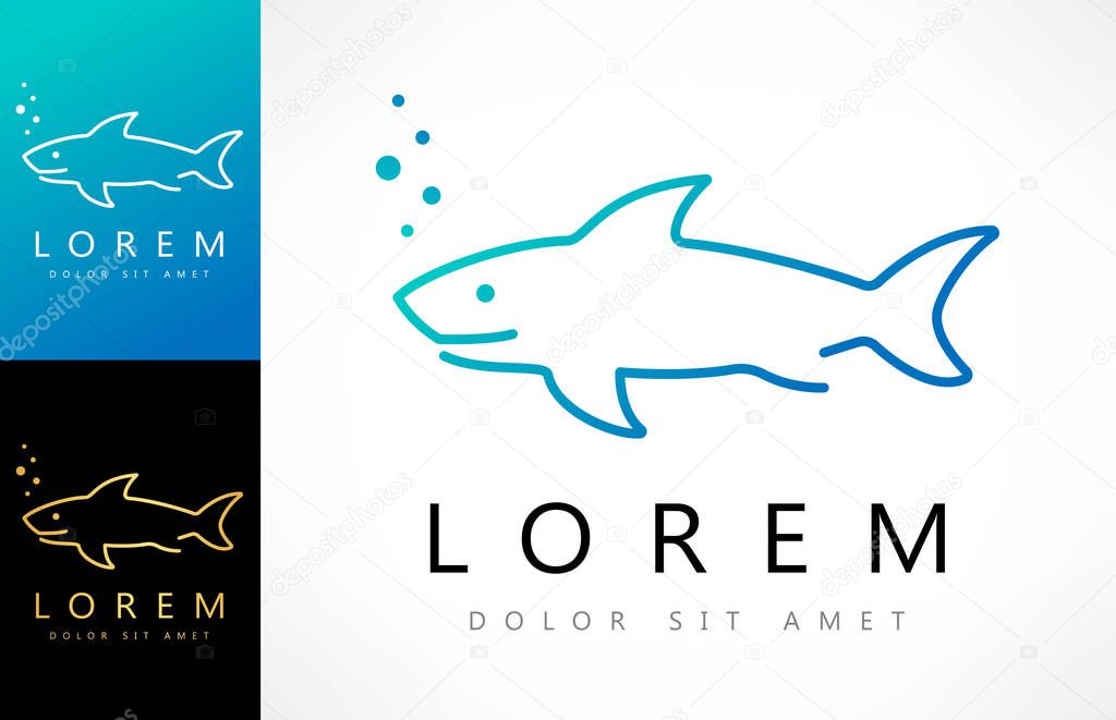 Shark logo. Shark Linear Logo design vector.