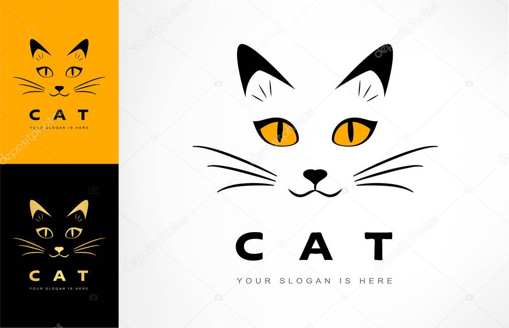 Cat muzzle logo vector. animal illustration.