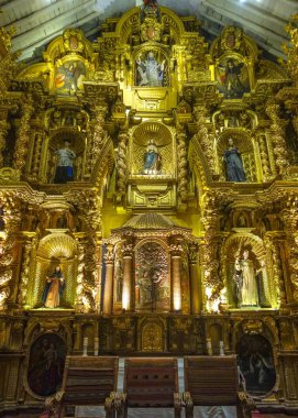 Cusco, Peru - Nisan 2018: İç (1592 bir manastır inşa edilmiş Hotel Monasterio de San Antonio Abad Chapel)