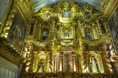 Cusco, Peru - Nisan 2018: İç (1592 bir manastır inşa edilmiş Hotel Monasterio de San Antonio Abad Chapel)