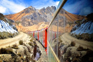 The Ferrocarril Central between Lima and Huancayo, Peru. Crossing the Andes, this train is the 2nd highest train in the world. clipart