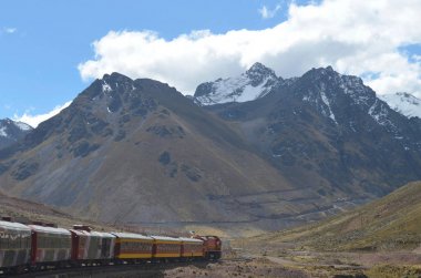 The Ferrocarril Central between Lima and Huancayo, Peru. Crossing the Andes, this train is the 2nd highest train in the world. clipart