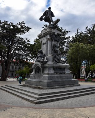 Punta Arenas, Şili thw kasabasında Ferdinand Magellan anıt