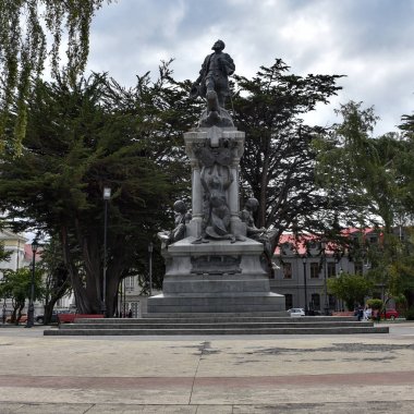 Punta Arenas, Şili thw kasabasında Ferdinand Magellan anıt