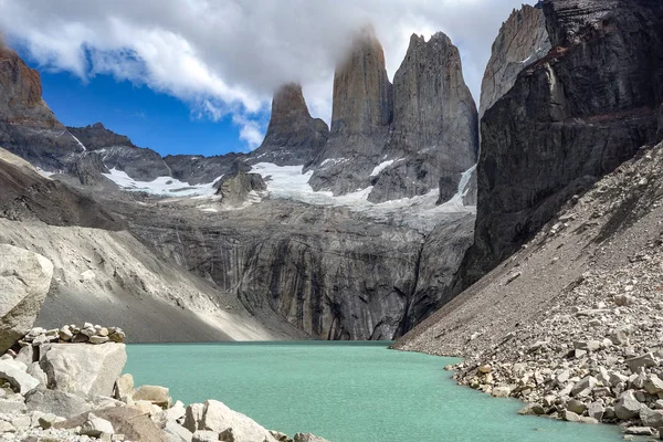 Base Las Torres Parque Nacional Torres Del Paine Patagonia Chilena — Foto de Stock