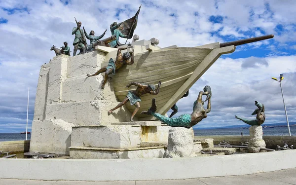 Fev 2018 Goleta Ancud Schooner Monumento Fonte Punta Arenas Chile — Fotografia de Stock