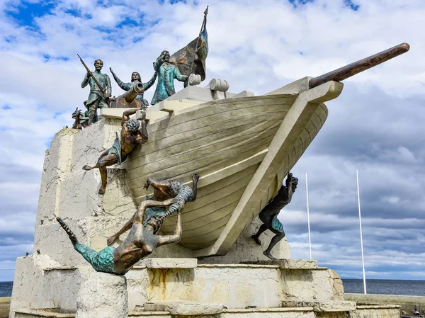 Února 2018 Goleta Ancud Škuner Památník Kašna Punta Arenas Chile — Stock fotografie