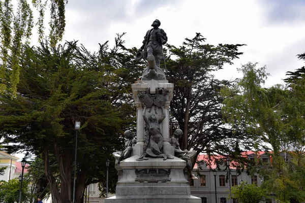 Punta Arenas Şili Thw Kasabasında Ferdinand Magellan Anıt — Stok fotoğraf