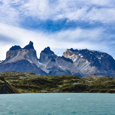 Lake Pehoe ve Los Cuernos (korno), Milli Parkı Torres del Paine, Şili