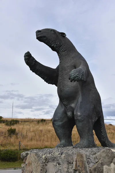 Févr 2018 Une Statue Milodon Accueille Des Visiteurs Puerto Natales — Photo