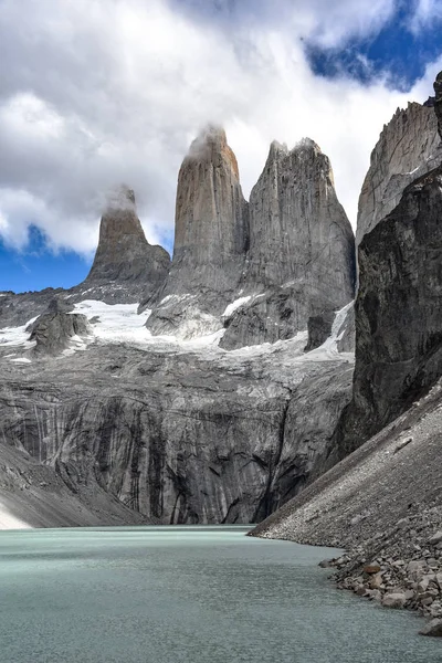 Base Las Torres Parque Nacional Torres Del Paine Patagonia Chilena — Foto de Stock