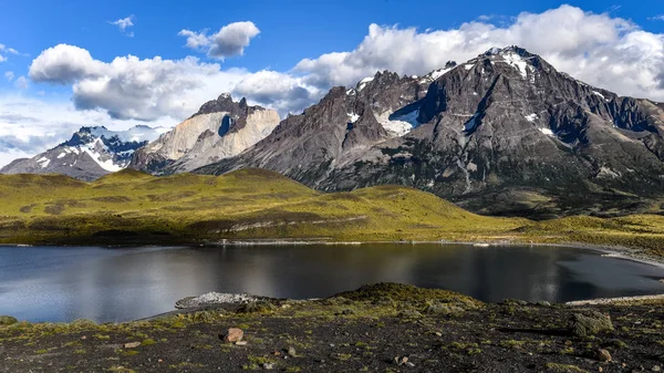 Panoramatický Pohled Los Cuernos Lago Nordenskjold Torres Del Paine National — Stock fotografie