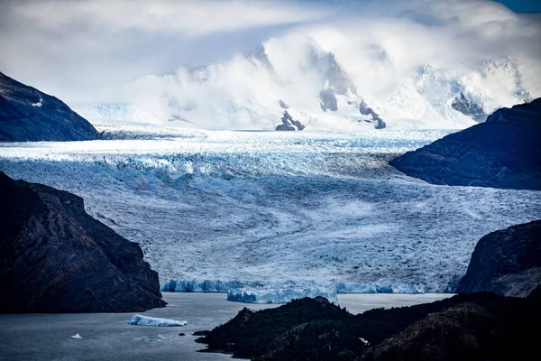 Озера Сірий Південного Патагонський Льодовиковий Поля Торрес Дель Пайне Національний — стокове фото