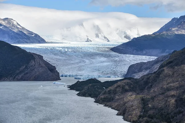 Lake Grey Und Der Graue Gletscher Südlichen Patagonischen Eisfeld Torres — Stockfoto