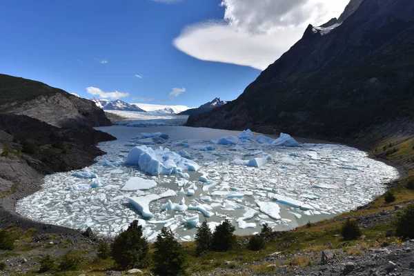 Lake Grey Und Der Graue Gletscher Südlichen Patagonischen Eisfeld Torres — Stockfoto