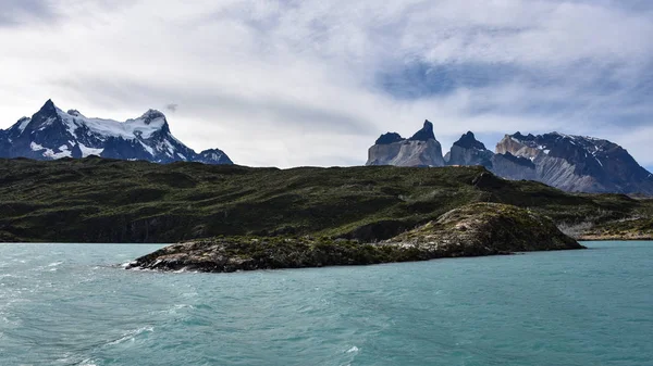 Jezero Pehoe Los Cuernos Rohy Národní Park Torres Del Paine — Stock fotografie