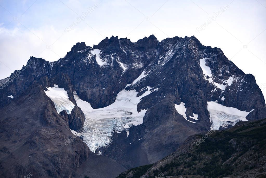 Mountain peaks in the Cordon Olguin, Torres del Paine National Park, Patagonia, Chile