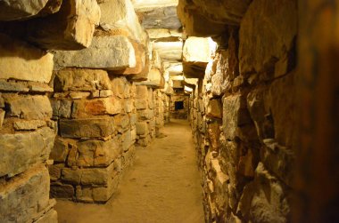 Yeraltı tünelleri içinde ana Tapınağı, Chavin de Huantar,: Ancash, Peru