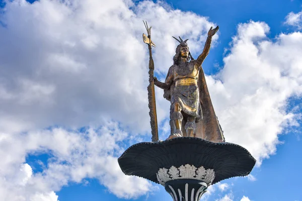 Statue Der Inca Pachacuti Auf Der Plaza Armas Cusco Peru — Stockfoto