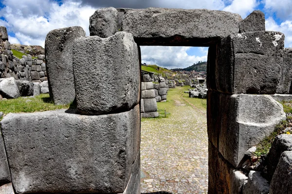Paredes Pedra Inca Sítio Arqueológico Sacsayhuaman Cusco Cuzco Peru — Fotografia de Stock
