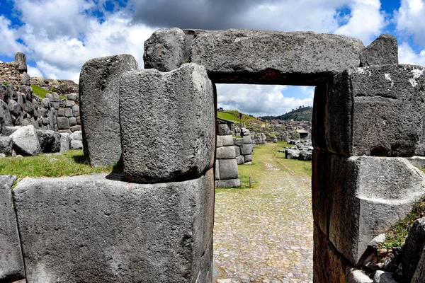 Murallas Piedra Inca Sitio Arqueológico Sacsayhuaman Cusco Cuzco Perú — Foto de Stock