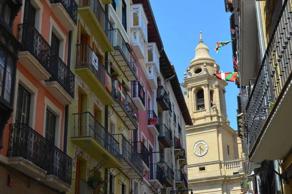 Coloridos Edificios Balcones Las Calles Pamplona España País Vasco — Foto de Stock