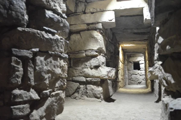 Túneles Subterráneos Dentro Del Templo Principal Chavin Huantar Ancash Perú — Foto de Stock