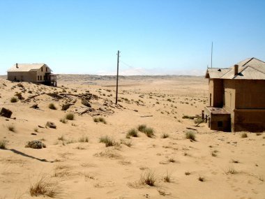 Terk edilmiş binalarda Elmas madenciliği kasaba, Kolmanskop, Namibya