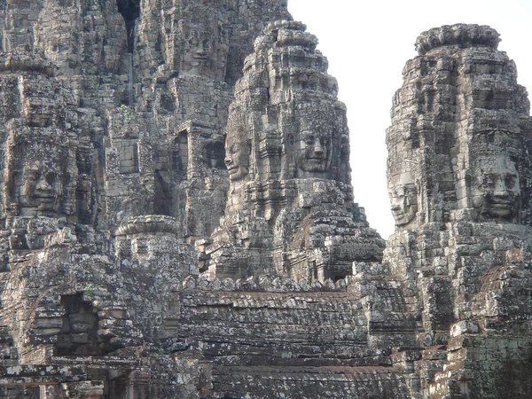 Tváře Chrámu Bayon Komplexu Angkor Wat Siem Reap Kambodža — Stock fotografie