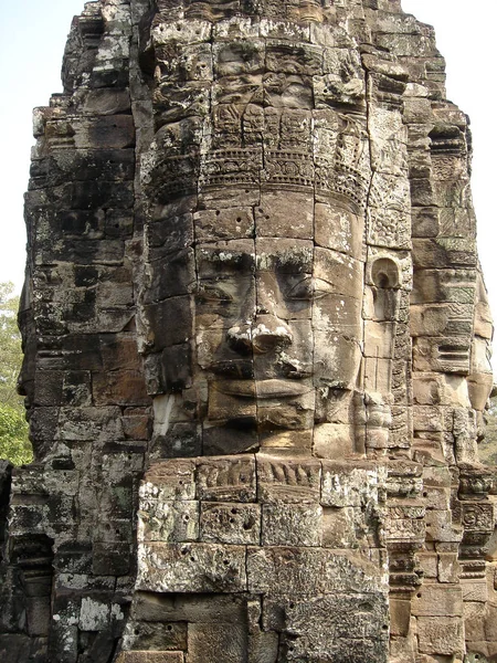 Tváře Chrámu Bayon Komplexu Angkor Wat Siem Reap Kambodža — Stock fotografie