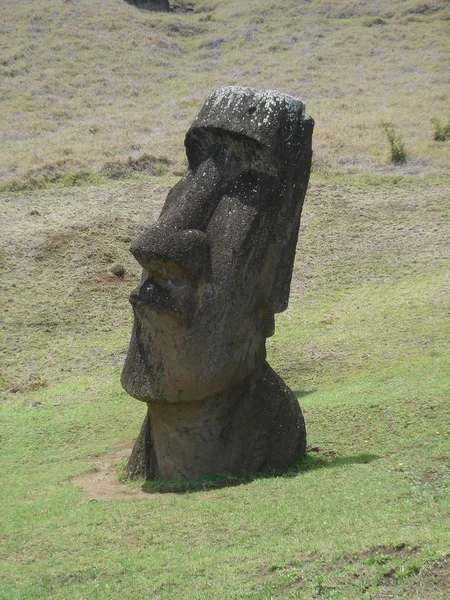 Moai Rano Raraku Stenbrottet Påskön Chile — Stockfoto