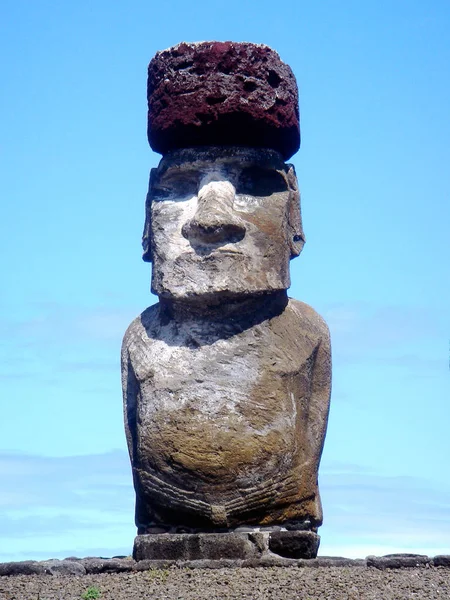Stojący Moai Ahu Tongariki Wyspie Easter Island Chile — Zdjęcie stockowe
