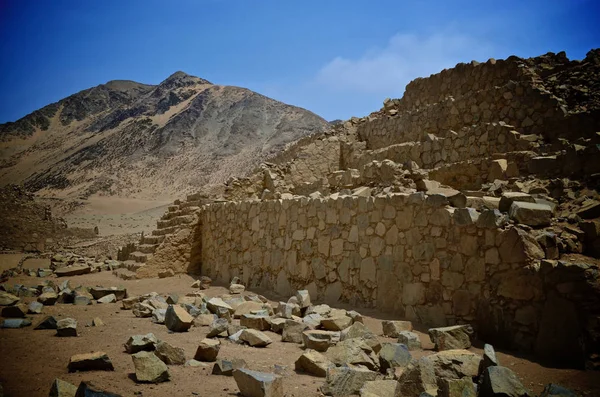 Caral Veya Caral Chupacigarro Süp Valley Çevre Süp Barranca Peru — Stok fotoğraf