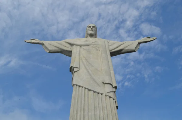 Sochu Krista Spasitele, na hoře Corcovado, Rio de Janeiro, Brazílie — Stock fotografie