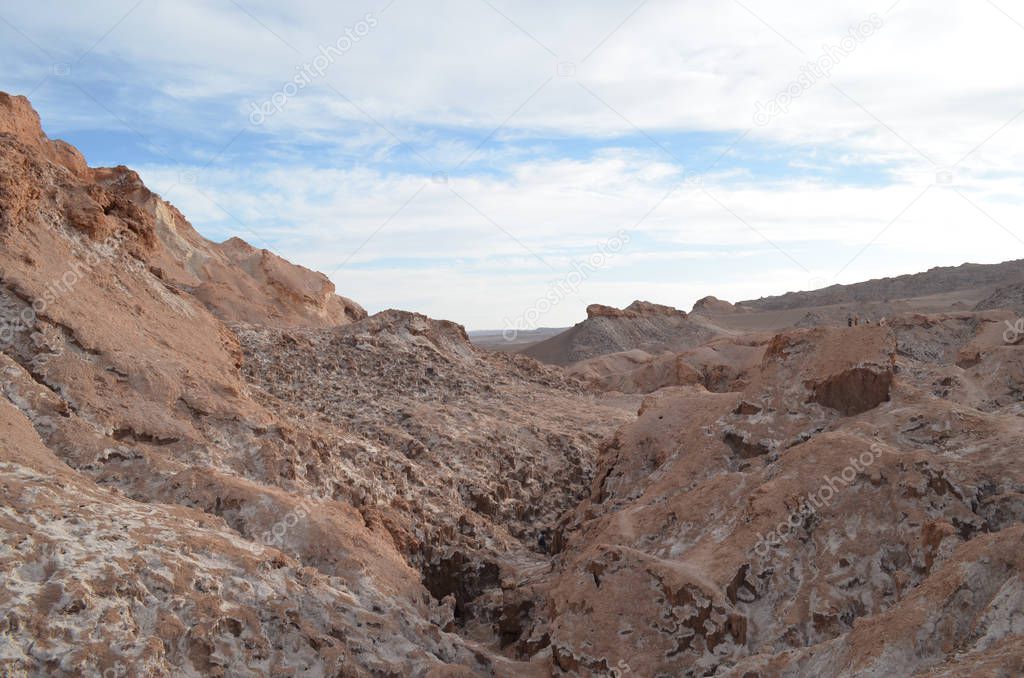 Rock formations in the Valle de la Luna, near San Pedro de Atacama in northern Chile