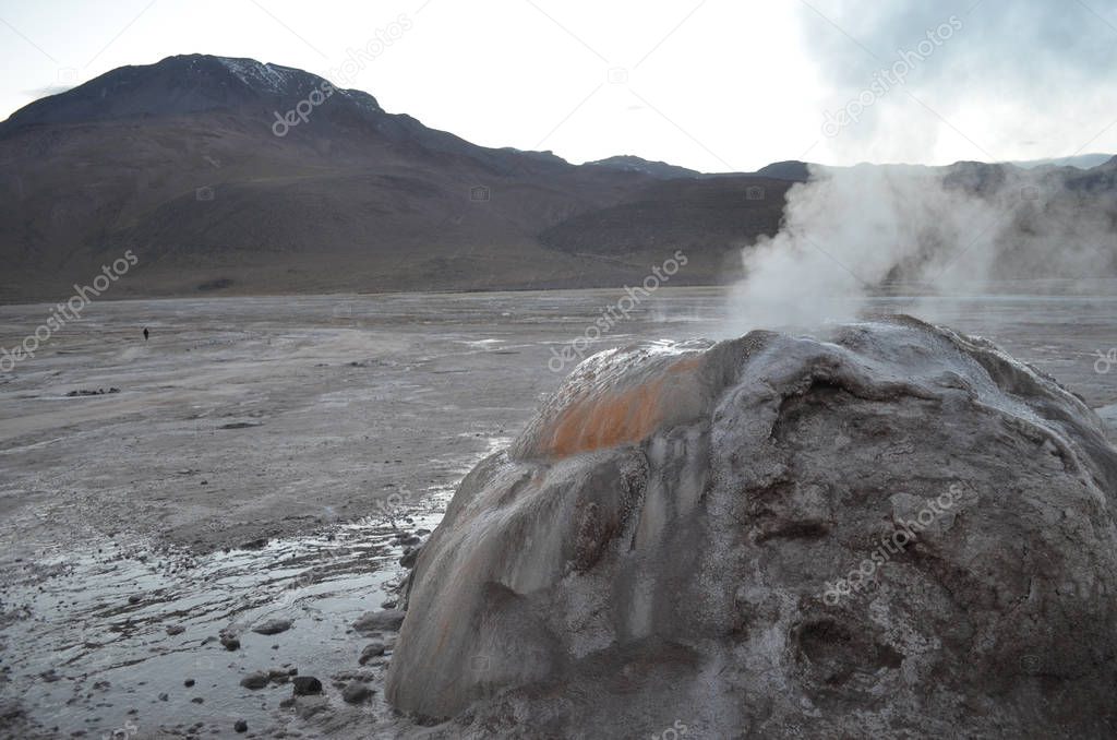 Volcanic hotsprings and geysers at the 'El Tatio Geysers', in the Atacama desert, Calama, Chile