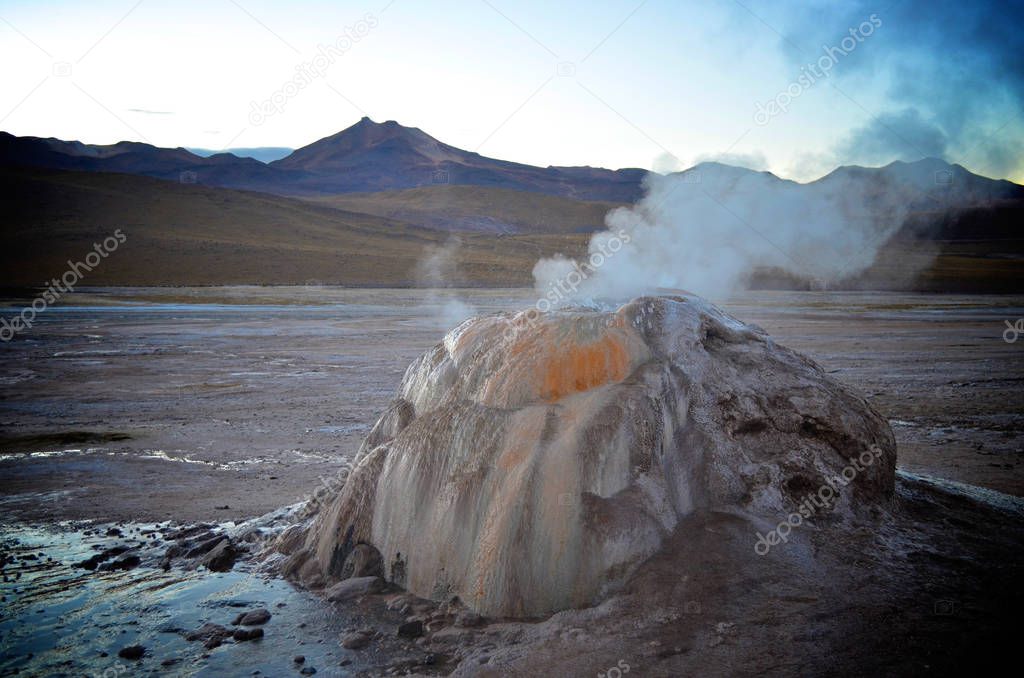 Volcanic hotsprings and geysers at the 'El Tatio Geysers', in the Atacama desert, Calama, Chile