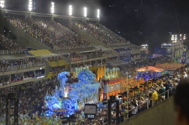 Rio Carnival performers in action at the Sambadrome, Rio de Janeiro, Brazil  clipart