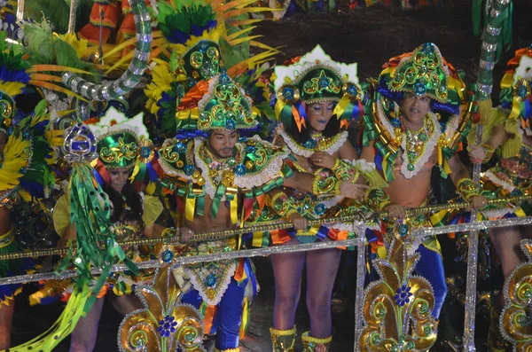 Artistas de carnaval no Sambódromo Marquês de Sapuca, Rio de Janeiro, Brasil — Fotografia de Stock