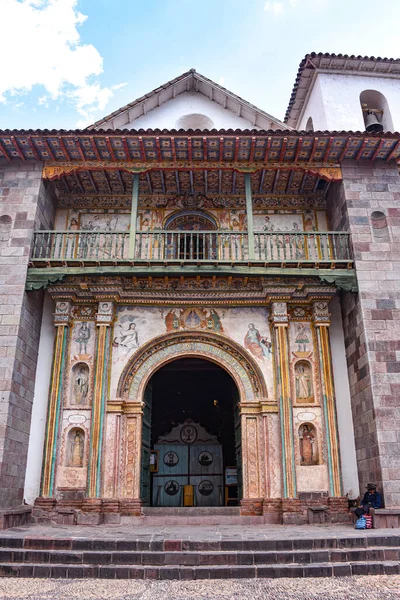 Fachada exterior de la iglesia de estilo barroco de Andahuaylillas. Cusco, Perú — Foto de Stock