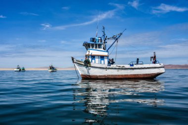 Fishing boats in the bay of Paracas, Peru clipart