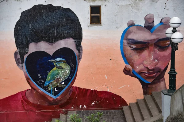 Lima, Перу - Nov 17, 2019: барвисте міське мистецтво на вулицях — стокове фото