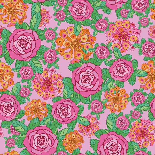 Colores Colección Flores Bloom Patrón Repetición Sin Costuras Flores Colores — Vector de stock