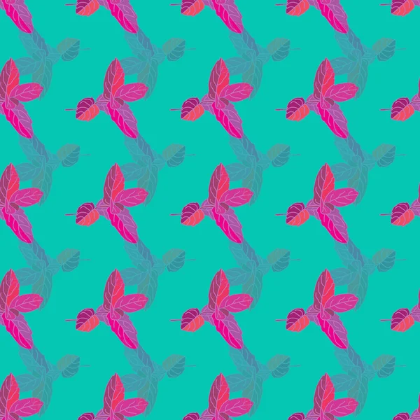 Modern Mint Wild Leaves Seamless Repeat Pattern Feuilles Menthe Colorées — Image vectorielle