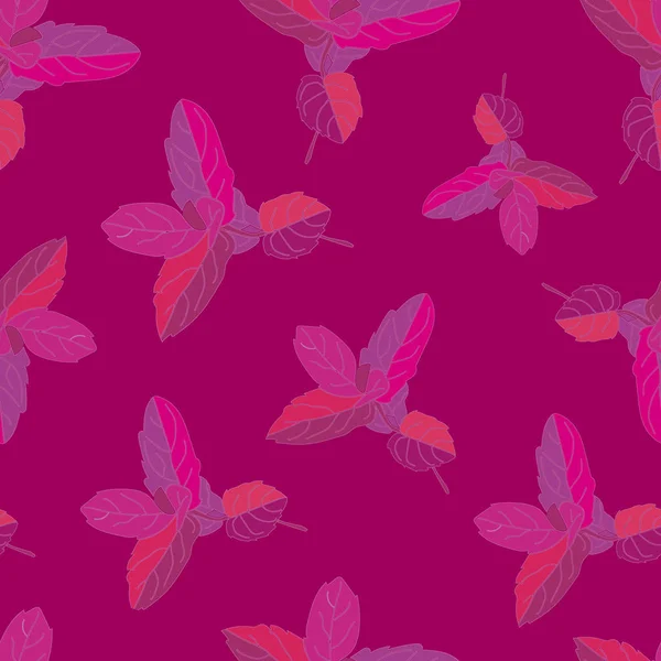 Résumé Mint Wild Leaves Seamless Repeat Pattern Feuilles Menthe Colorées — Image vectorielle