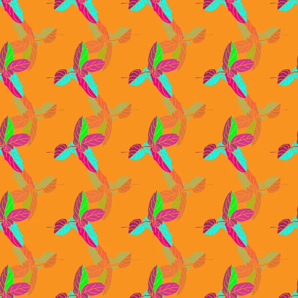 Festive Mint Wild Leaves Seamless Repeat Pattern Color Menta Hojas — Archivo Imágenes Vectoriales