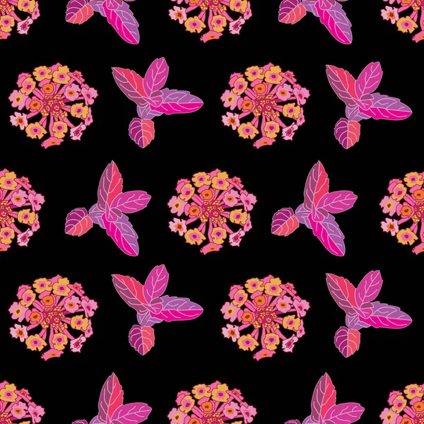 Lantana Mint Fleurs Fleurs Motif Répétition Sans Couture Vibrant Résumé — Image vectorielle